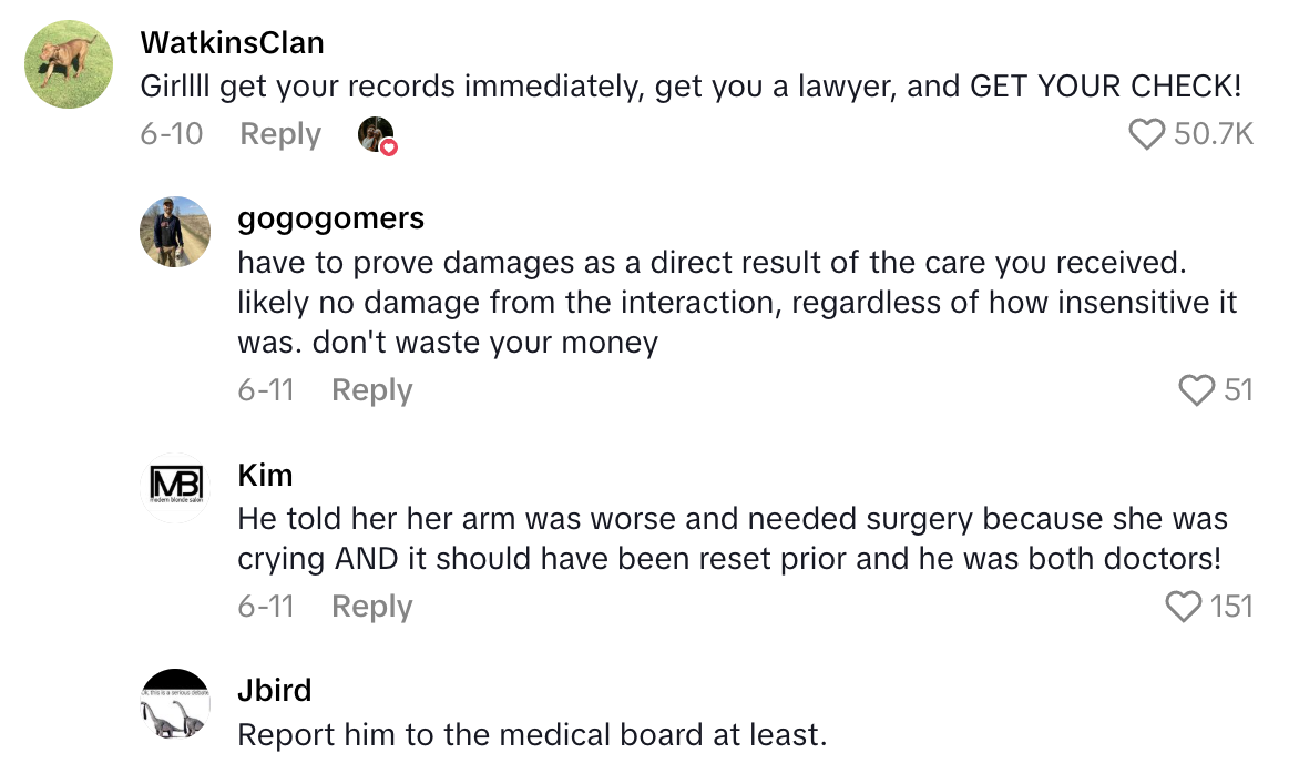 Screenshot 2025 07 02 at 10.45.42 AM A Patient Said A Doctor Wouldnt Take Care Of Her Broken Arm Because She Was Crying